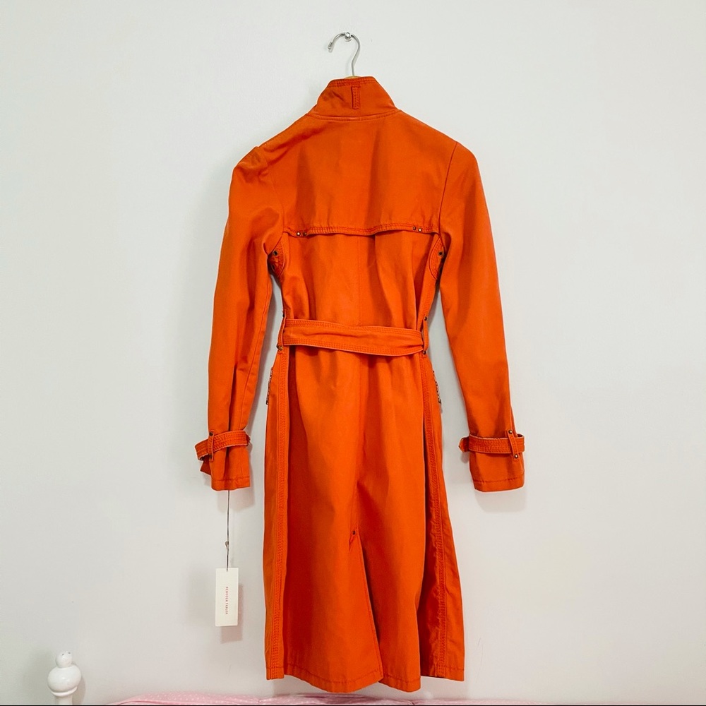 RARE Rebecca Taylor Orange Snake Print Trench Coat - Picture 2 of 9